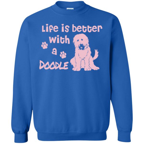 Life Is Better With A Doodle (Pink) - Gildan Crewneck Sweatshirt