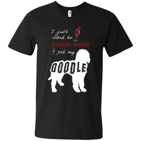 Drink Wine And Pet My Doodle - Men's V-Neck