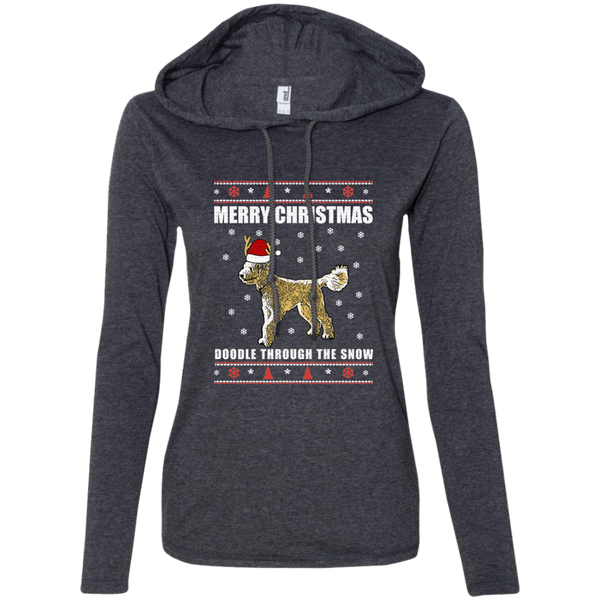 Doodle Through The Snow (Christmas Sweater) - Ladies' LS T-Shirt Hoodie