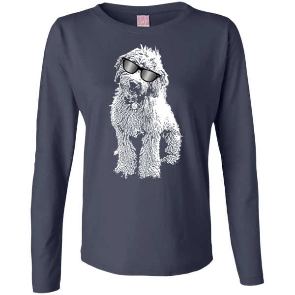 Doodle With Glasses - Ladies Long Sleeve Cotton TShirt