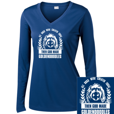 Then God Made Goldendoodles - Ladies Long Sleeve V-Neck