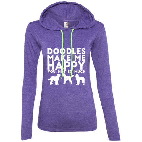 Doodles Make Me Happy - Ladies' LS T-Shirt Hoodie