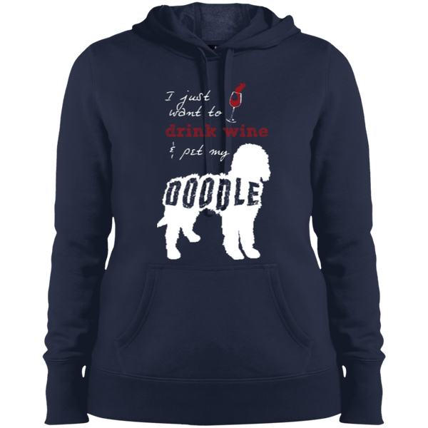 Drink Wine And Pet My Doodle - Ladies Hooded Sweatshirt