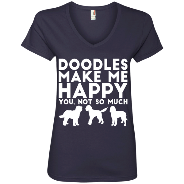 Doodles Make Me Happy - Ladies' V-Neck T-Shirt