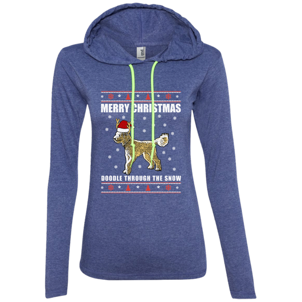 Doodle Through The Snow (Christmas Sweater) - Ladies' LS T-Shirt Hoodie