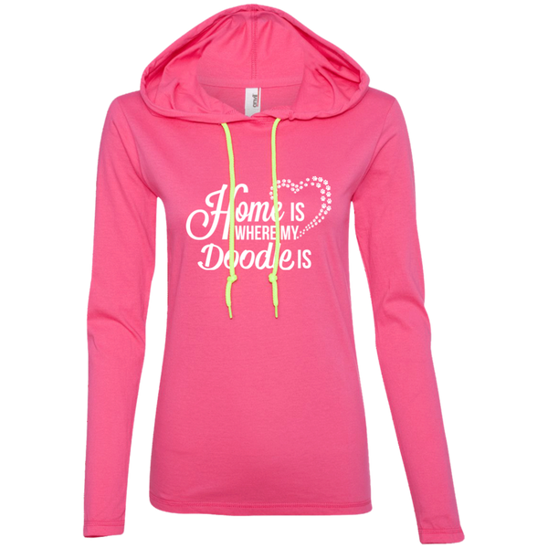Home Is Where My Doodle Is - Ladies' LS T-Shirt Hoodie