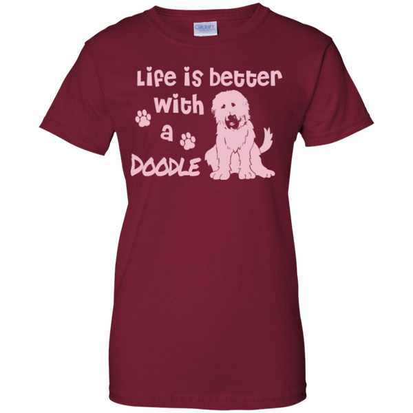 Life Is Better With A Doodle (Pink) - Gildan Ladies T-Shirt